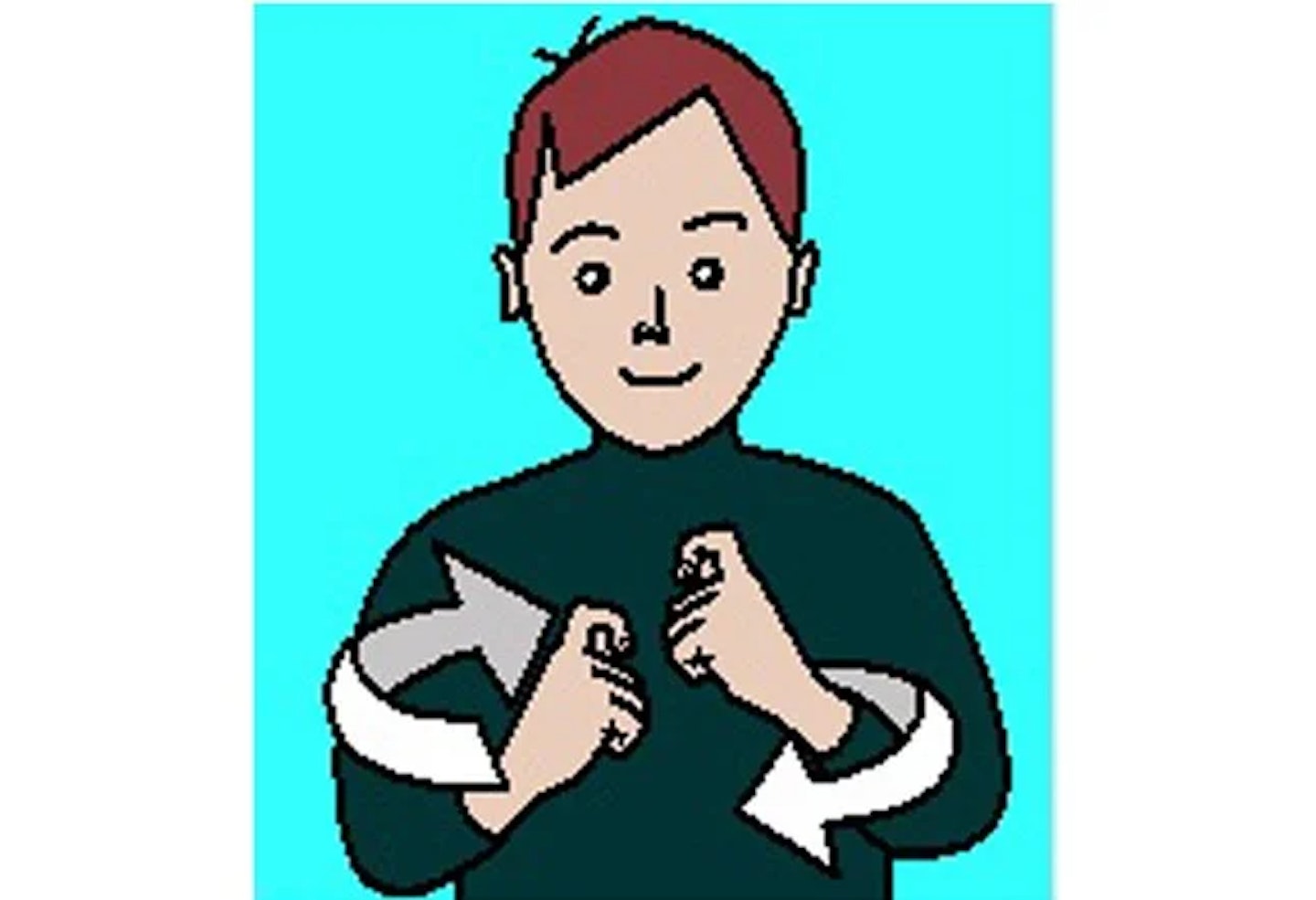 Animated person making nappy change sign