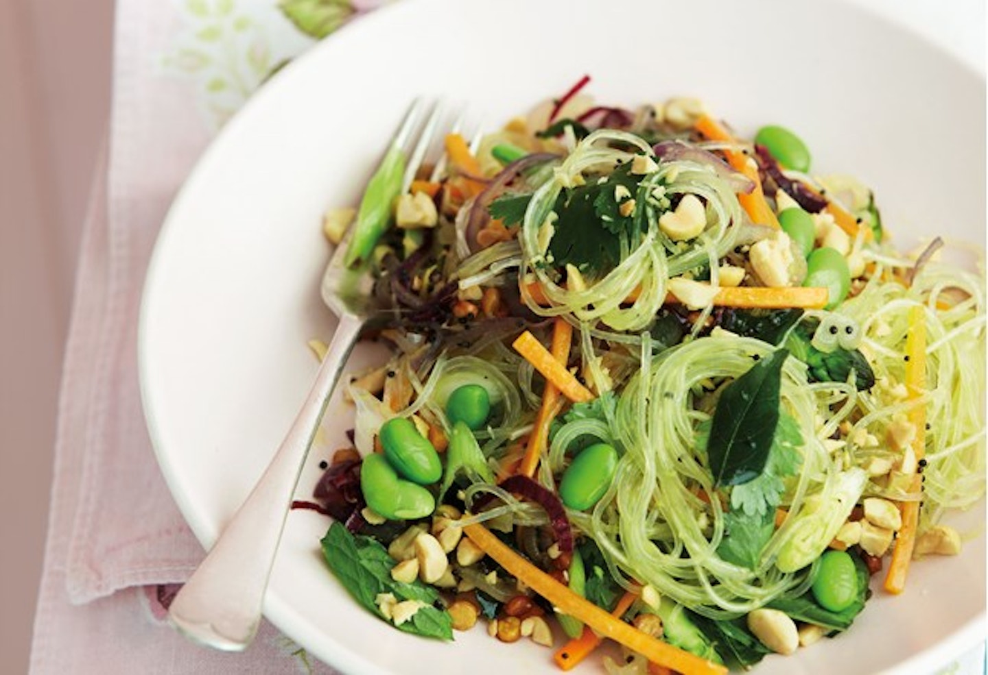 Indian stir-fried spring veg vermicelli with peanuts