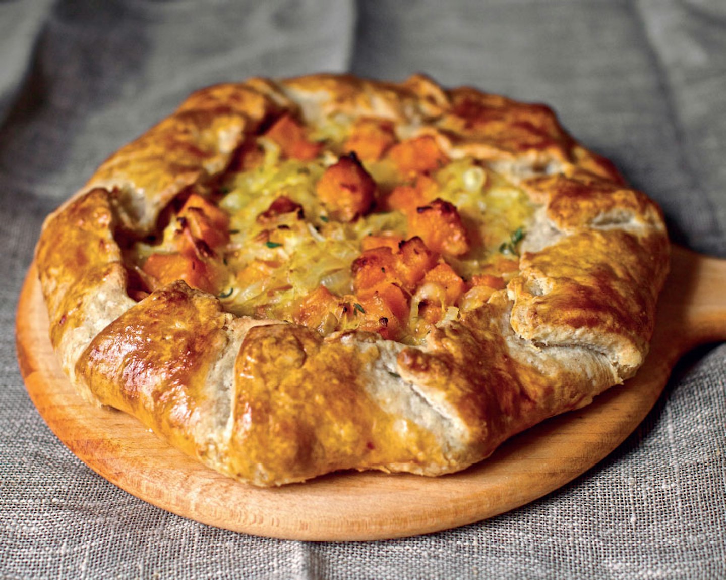 Butternut squash and caramelized onion galette
