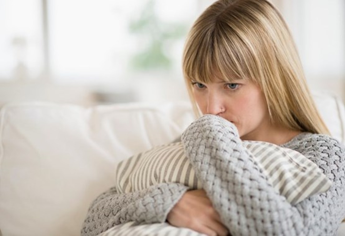 A woman looking nervous