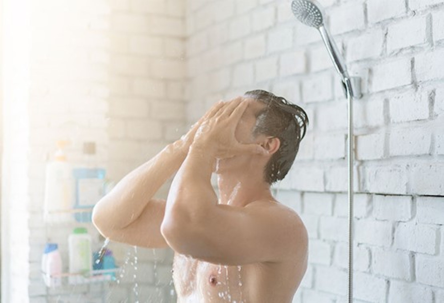 A man showering