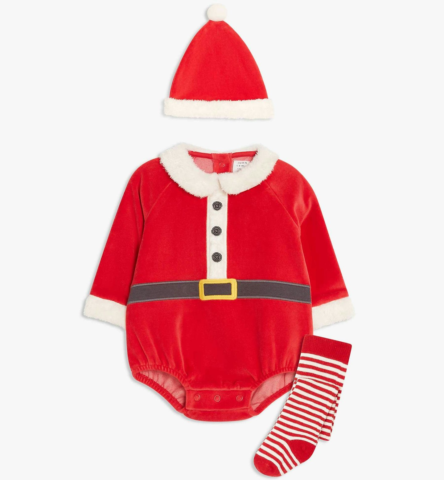 John Lewis & Partners Baby Santa Bodysuit, Hat & Tights Set