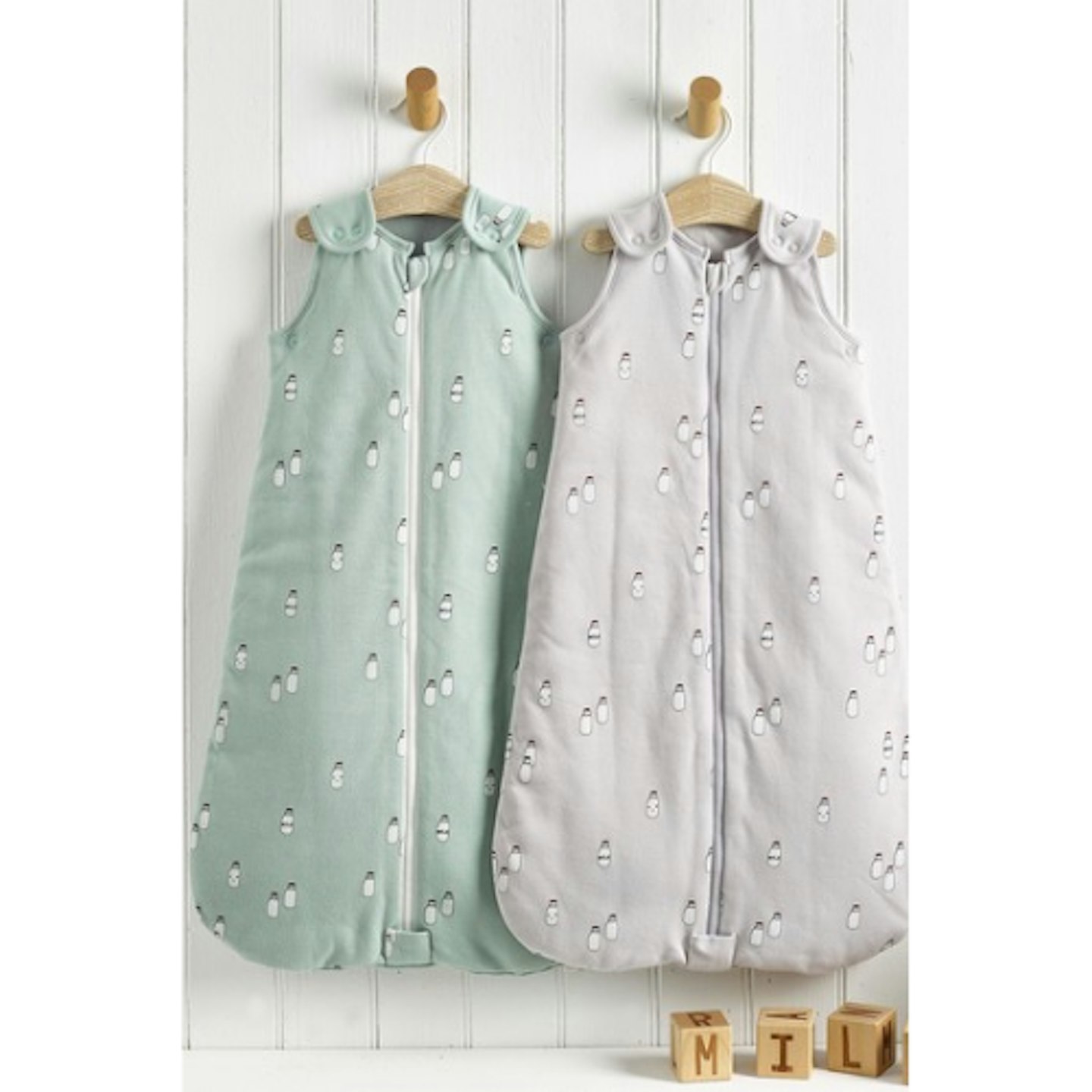 2 Pack Grey Milk Bottles 2.5 Tog Sleep Bag