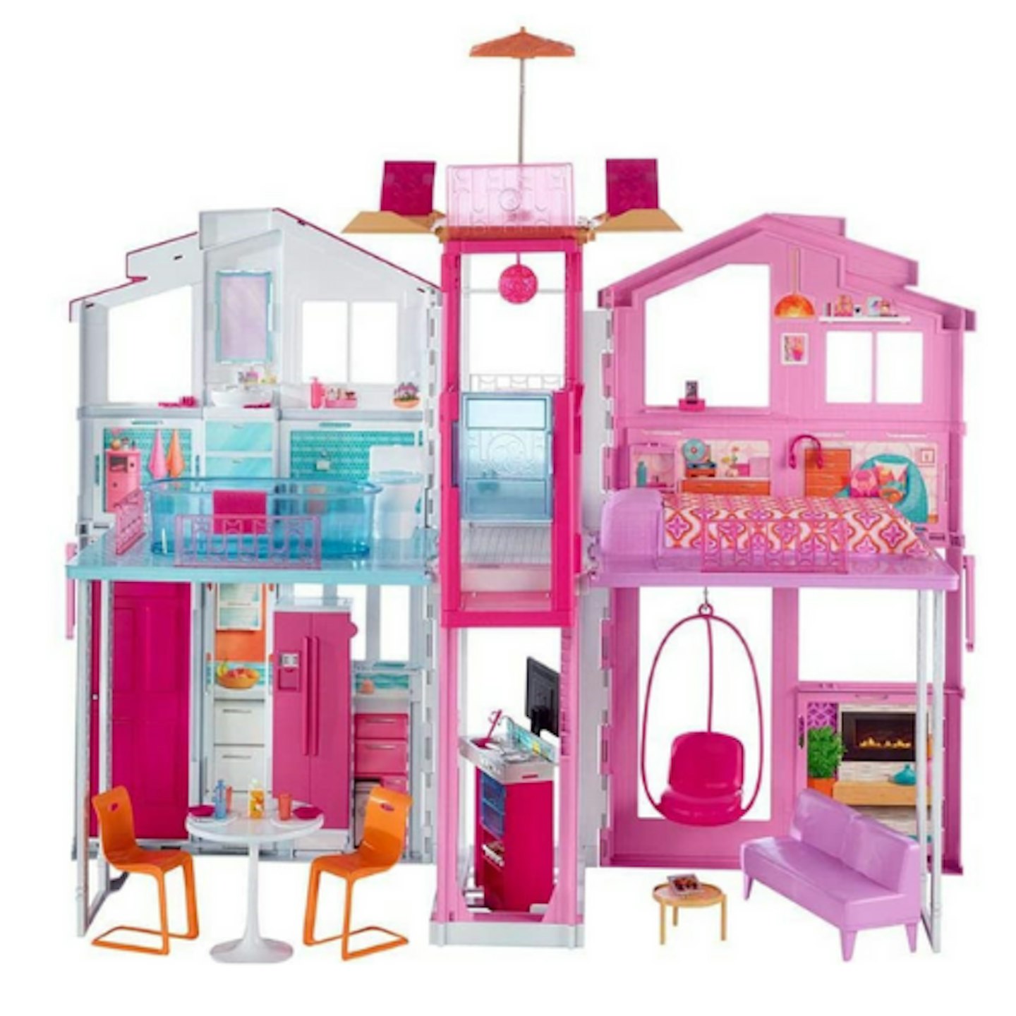Barbie DLY32 ESTATE Three-Story Town House Colourful and Bright Doll House