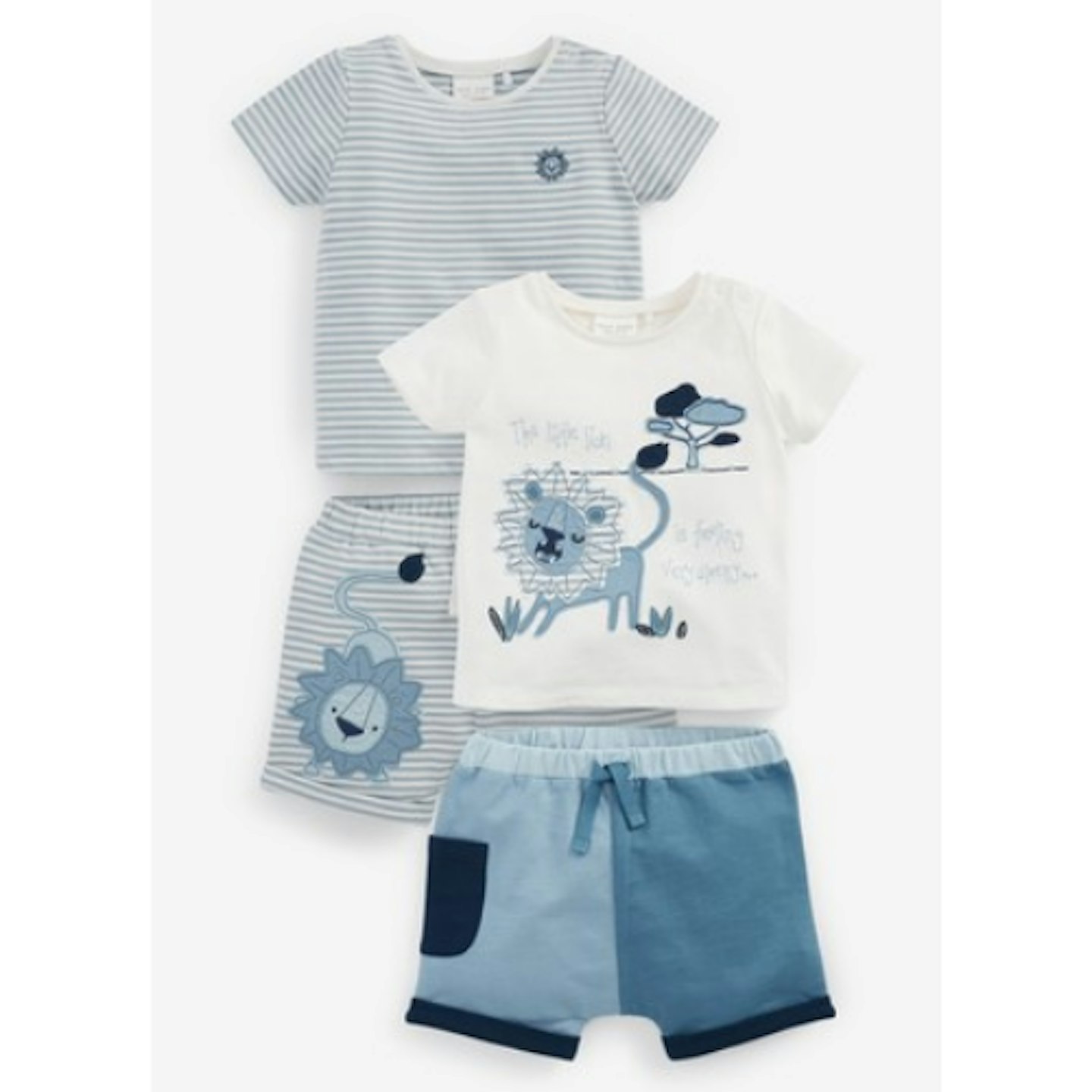 4 Piece Organic Cotton Lion T-Shirts and Shorts Set (0mths-3yrs)