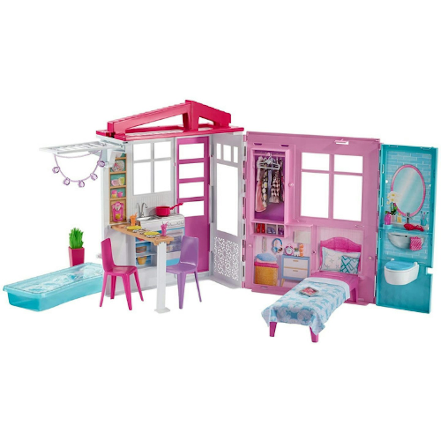Barbie FXG54 Dollhouse, Portable 1-Story Playset