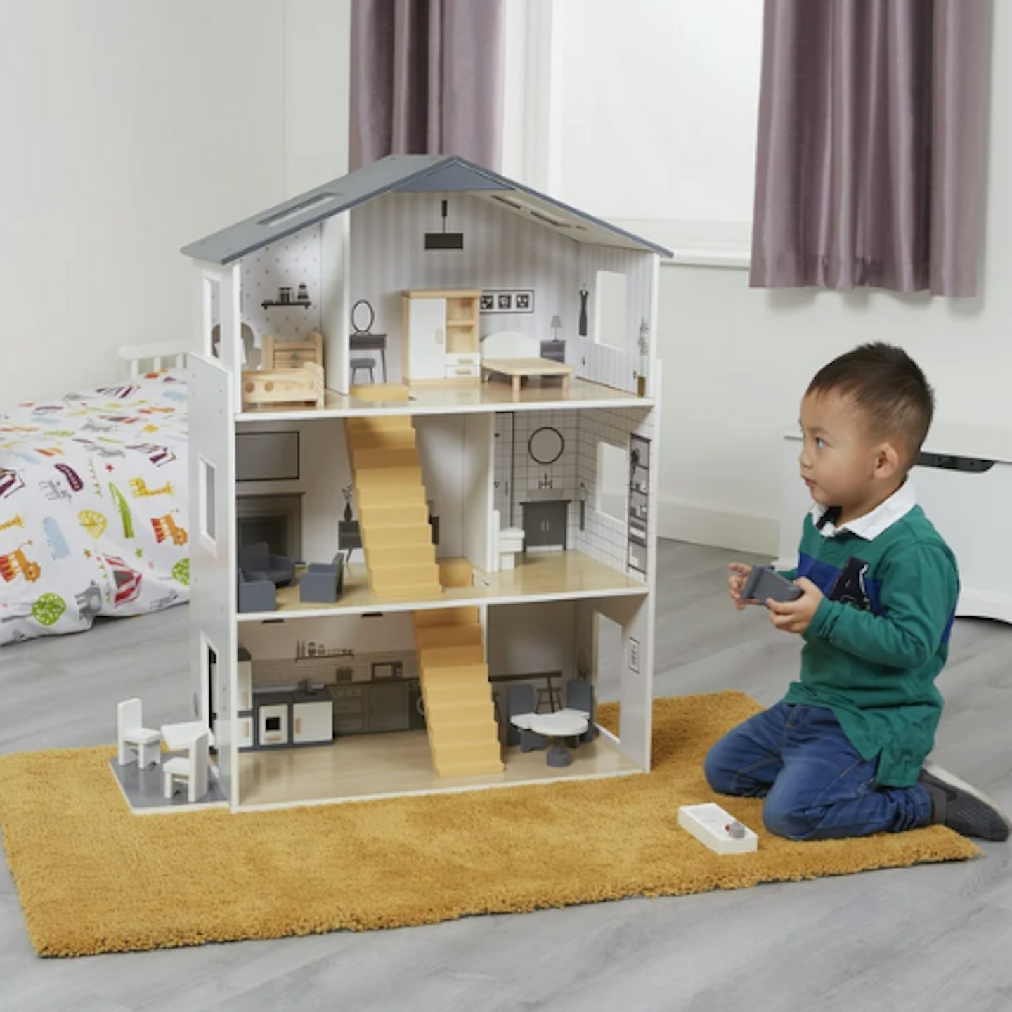 Boyes Kids Dolls House with Handcrafted Wood Furniture Accessories