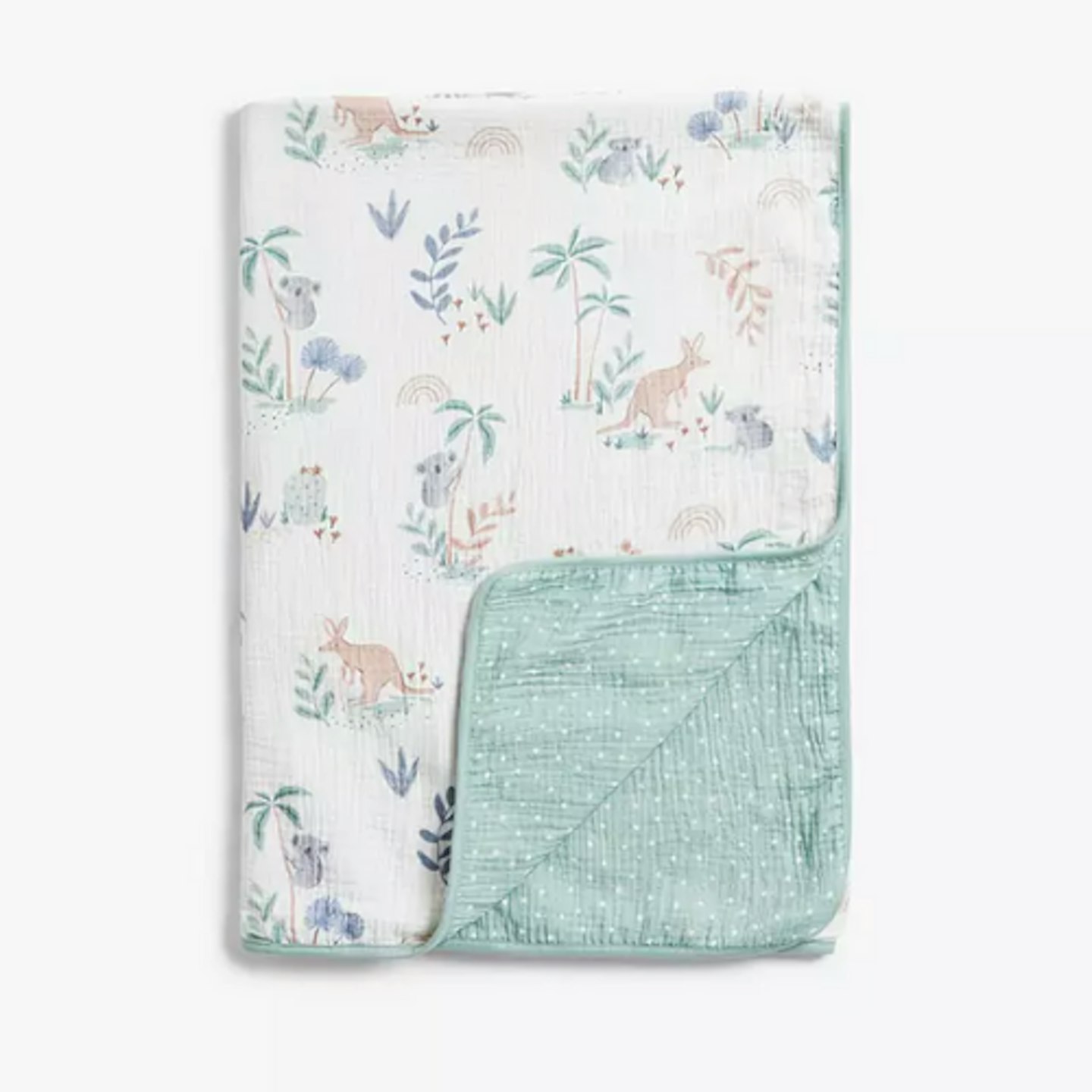 John Lewis & Partners Kangaroo and Koala Muslin Blanket