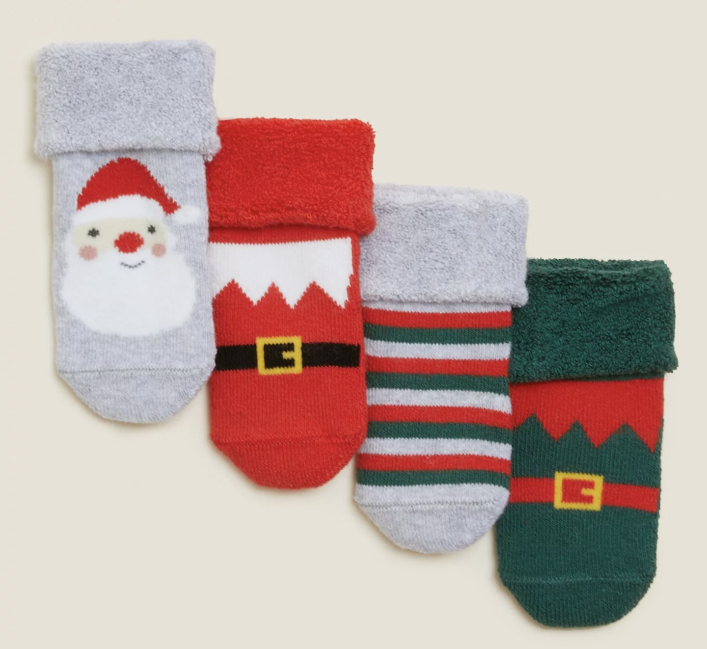 4pk Terry Christmas Baby Socks