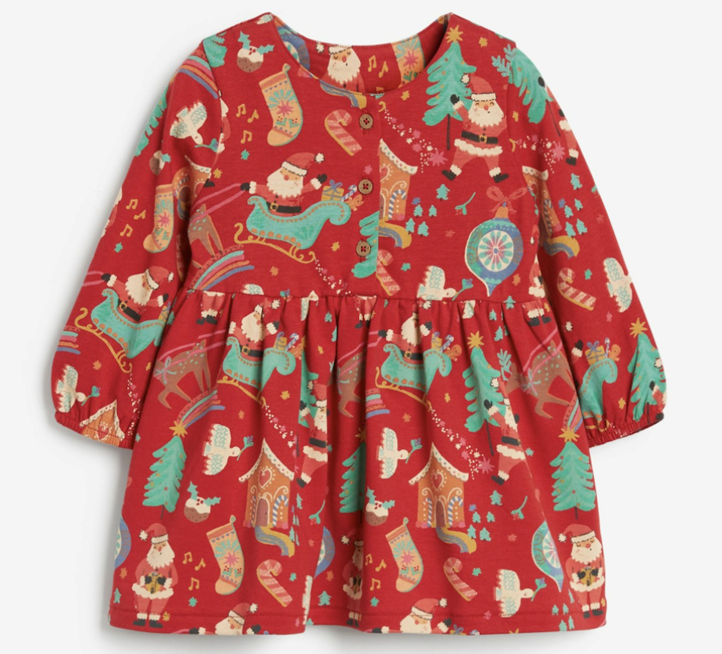 Red Christmas Print Jersey Dress