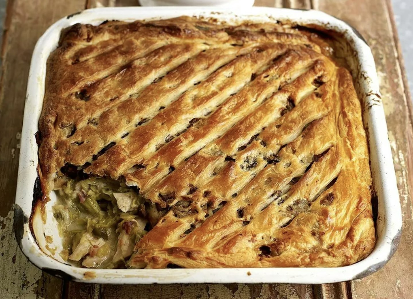 Turkey-and-sweet-leek-pie dish