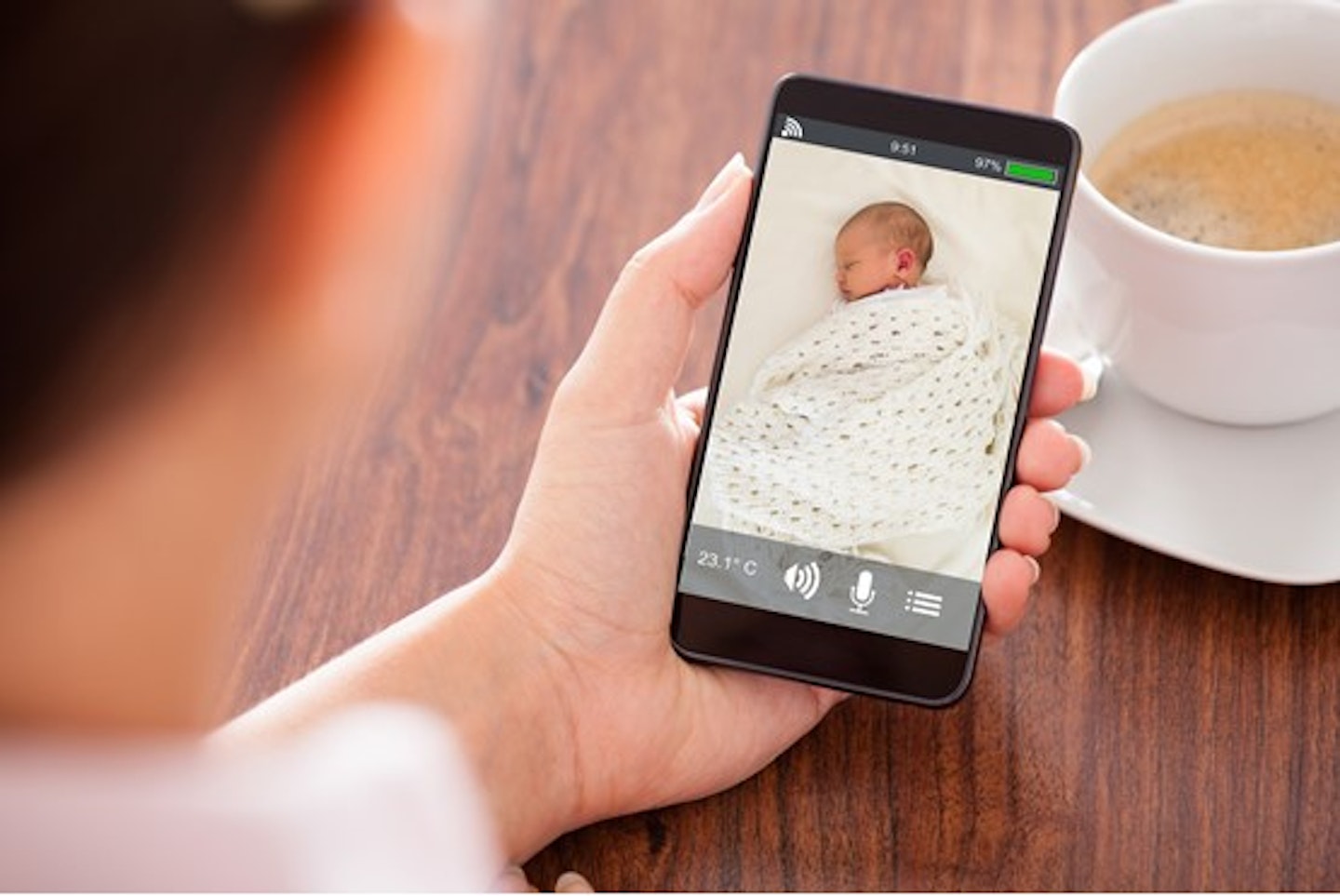 Picture of baby on phone