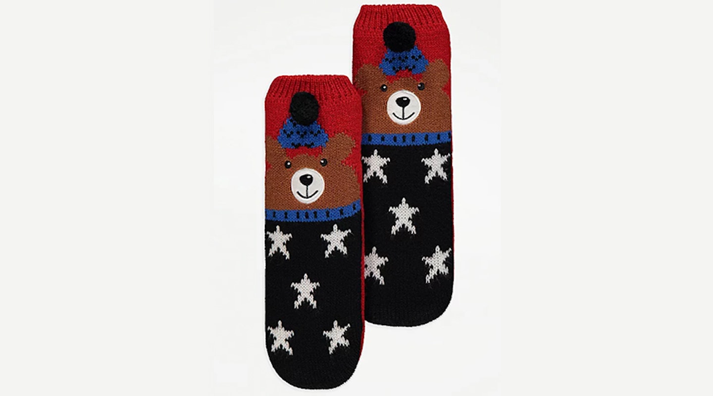 Asda Bear Print Slipper Socks