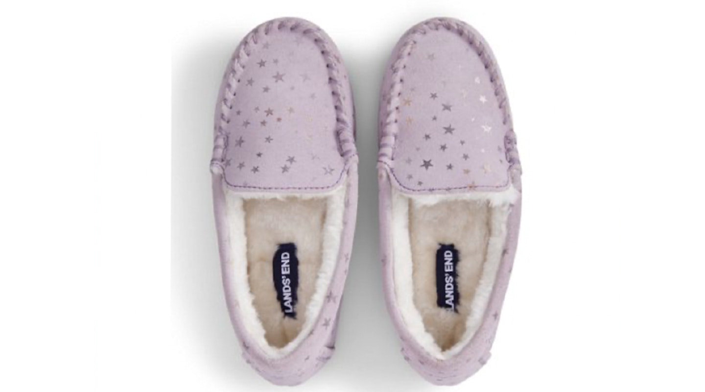 Best kids' slippers: ORCHID PETAL FOIL STARS moccasin slippers