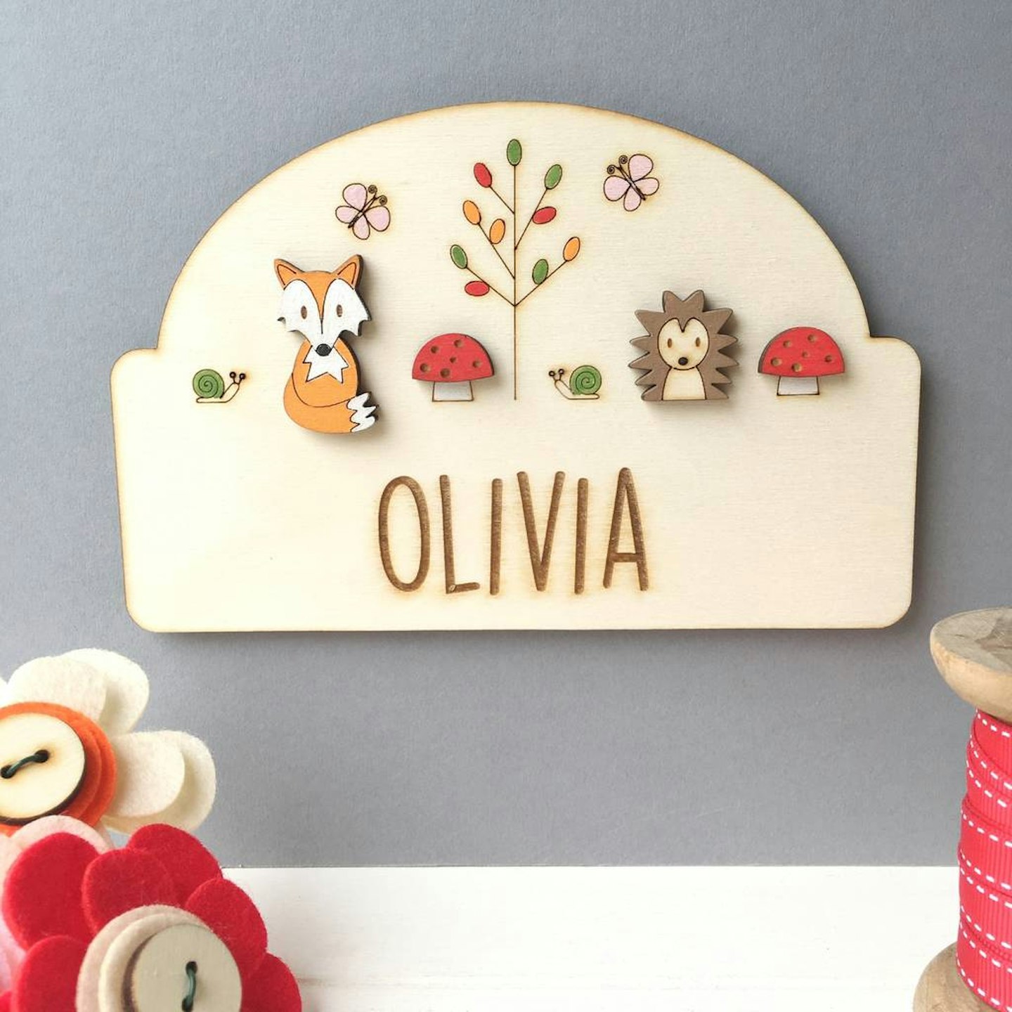 Personalised Woodland Name Door Plaque