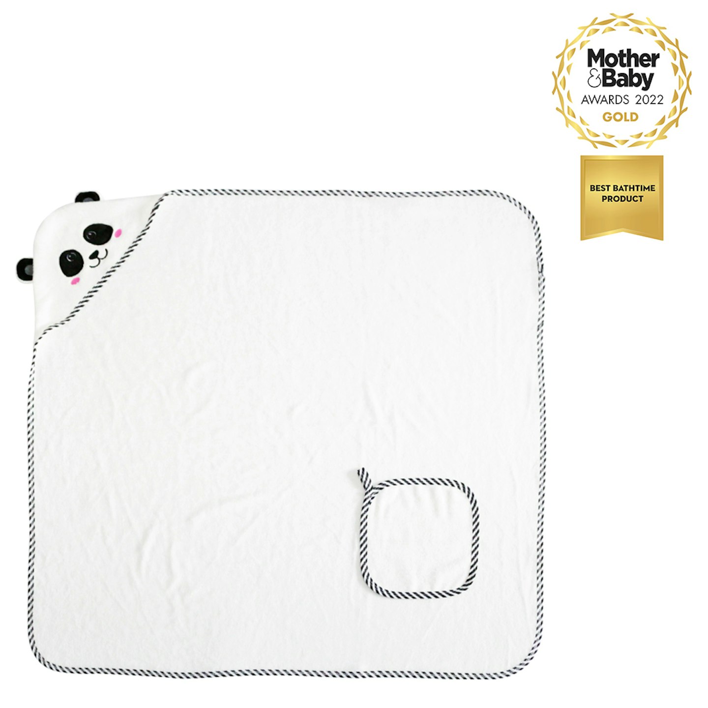 Luxury Hooded Panda Towel & Face Cloth Set by Being Baby-square-gold