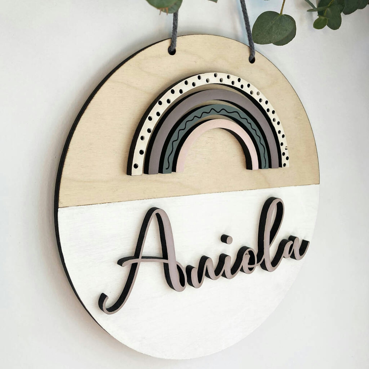 Personalised Circular Wooden Name Hanging Sign