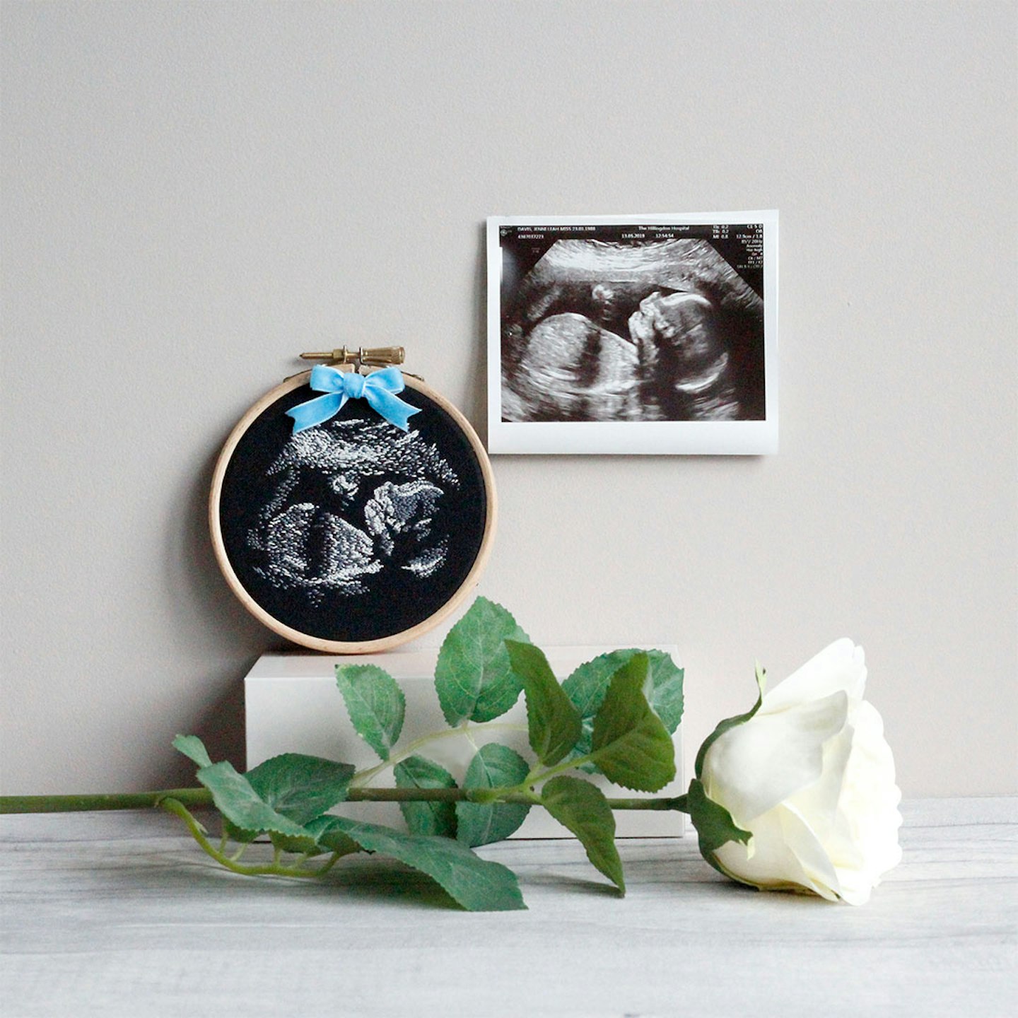 Personalised Baby Scan Embroidery Keepsake