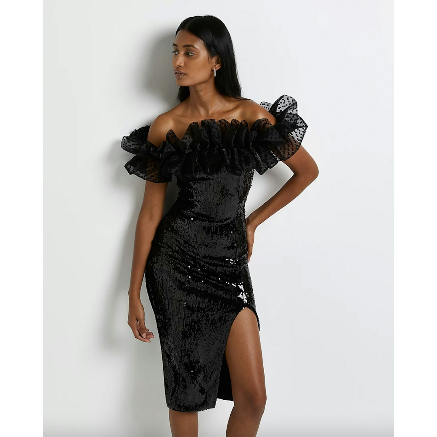 Black sequin bodycon dress