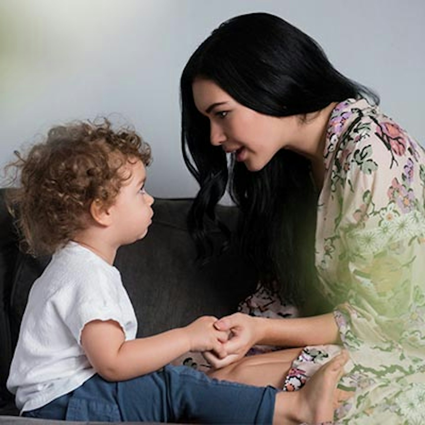 mum speaking to toddler