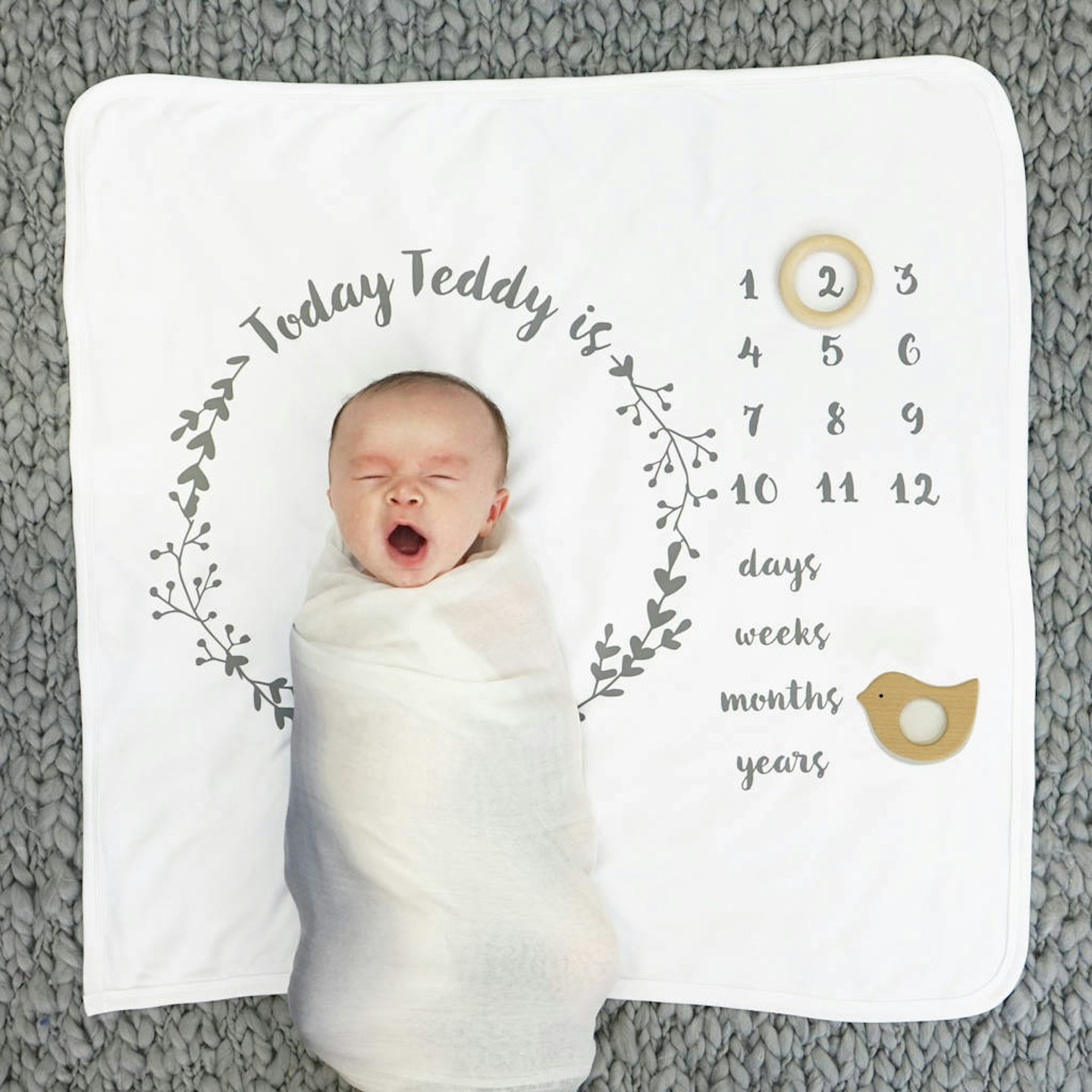 Personalised Baby Age Botanical Blanket Set
