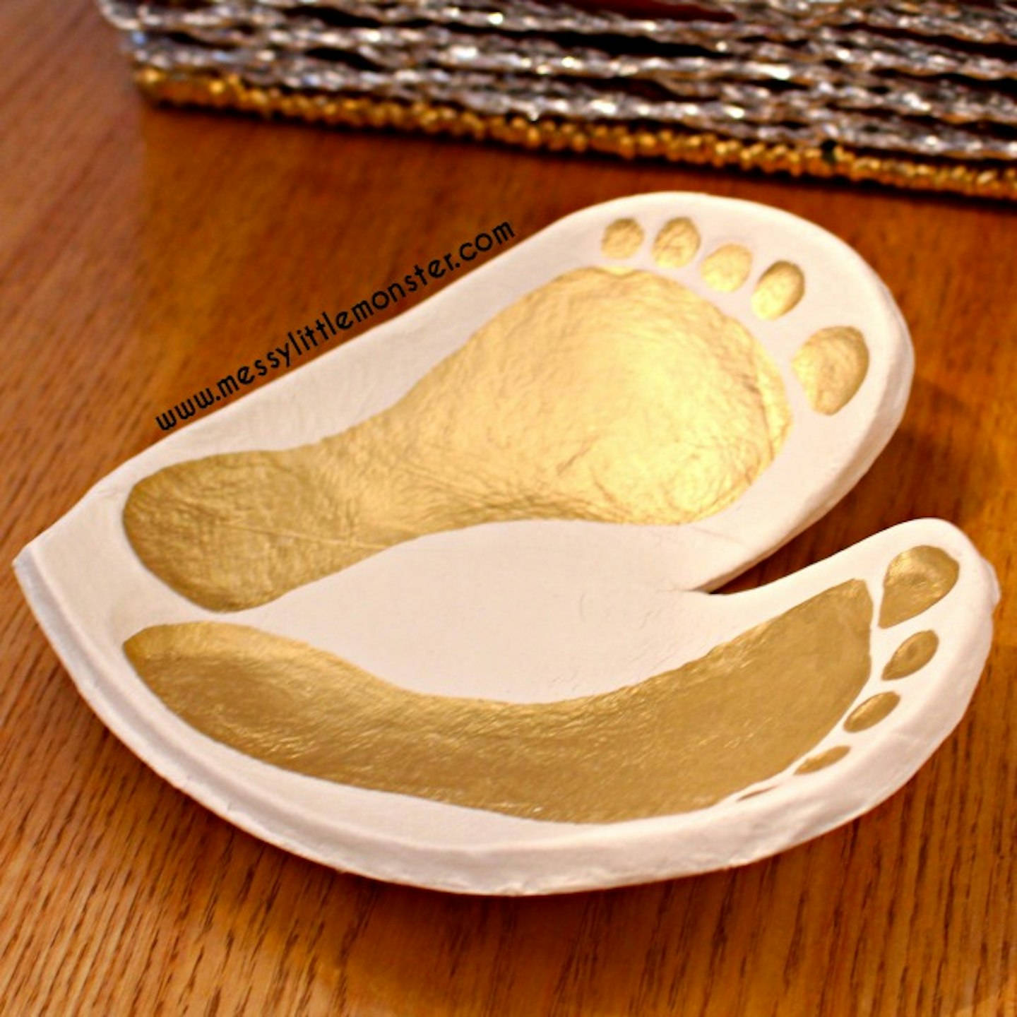 Clay foot print bowl