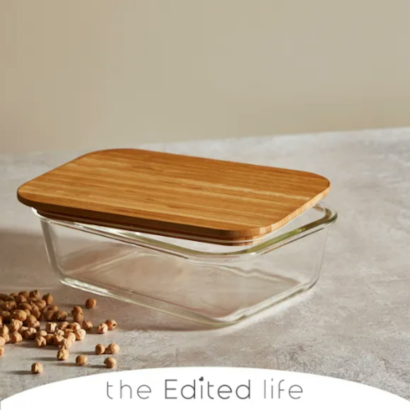 Glass Food Storage Bamboo Lids Rectangular 1340ml