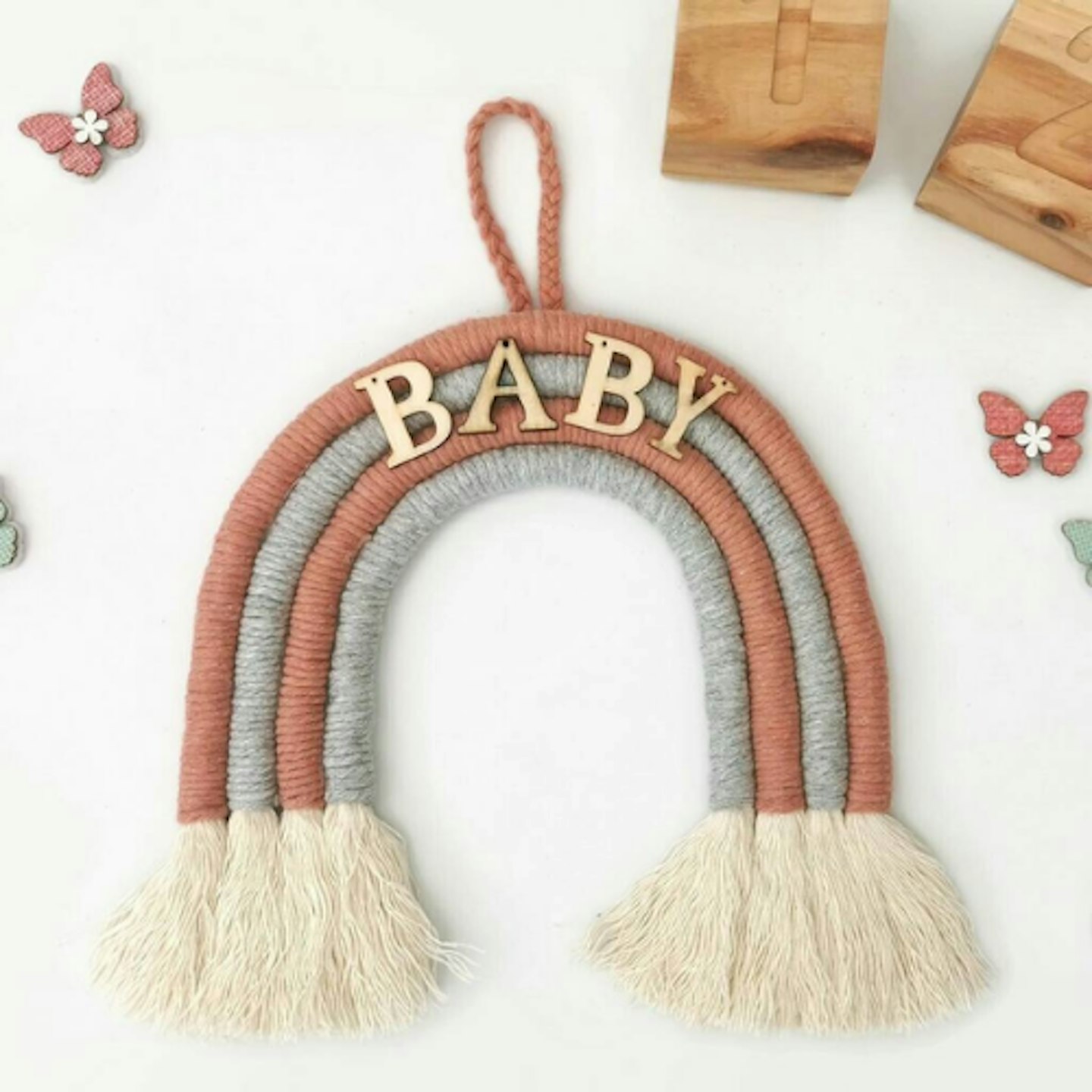 Personalised Rainbow Macrame Nursery Wall Hanging