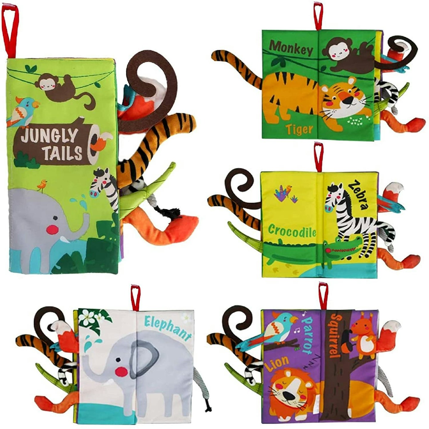  Jollybaby Baby Cloth Books, Touch & Feel Crinkle Soft Books,  for Infants Babies, Toddler Early Educational Interactive Stroller Toys,  Baby Girl & Boy Gift(Dinosaur Tails) : Toys & Games
