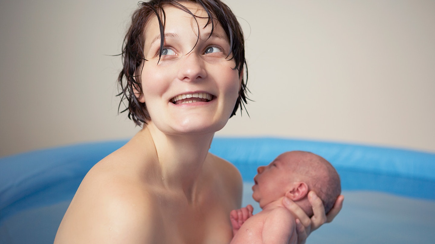 woman in birthing pool