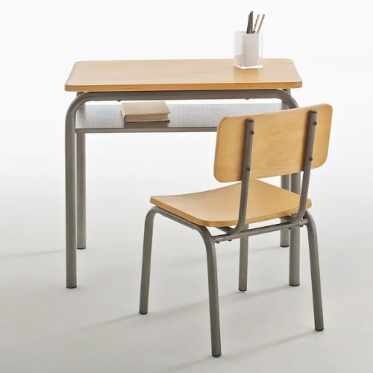 Buton Vintage Wood & Metal School Desk and Chair