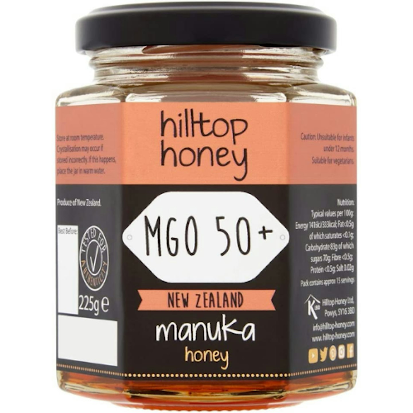 Hilltop Manuka MGO 50+ Honey Jar 225g