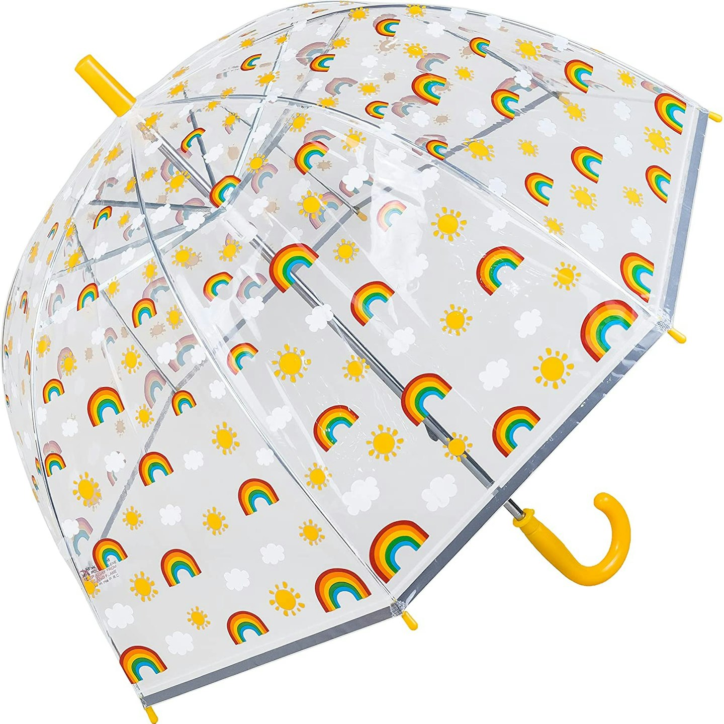 Kids Clear Dome Umbrella with Rainbow Pattern