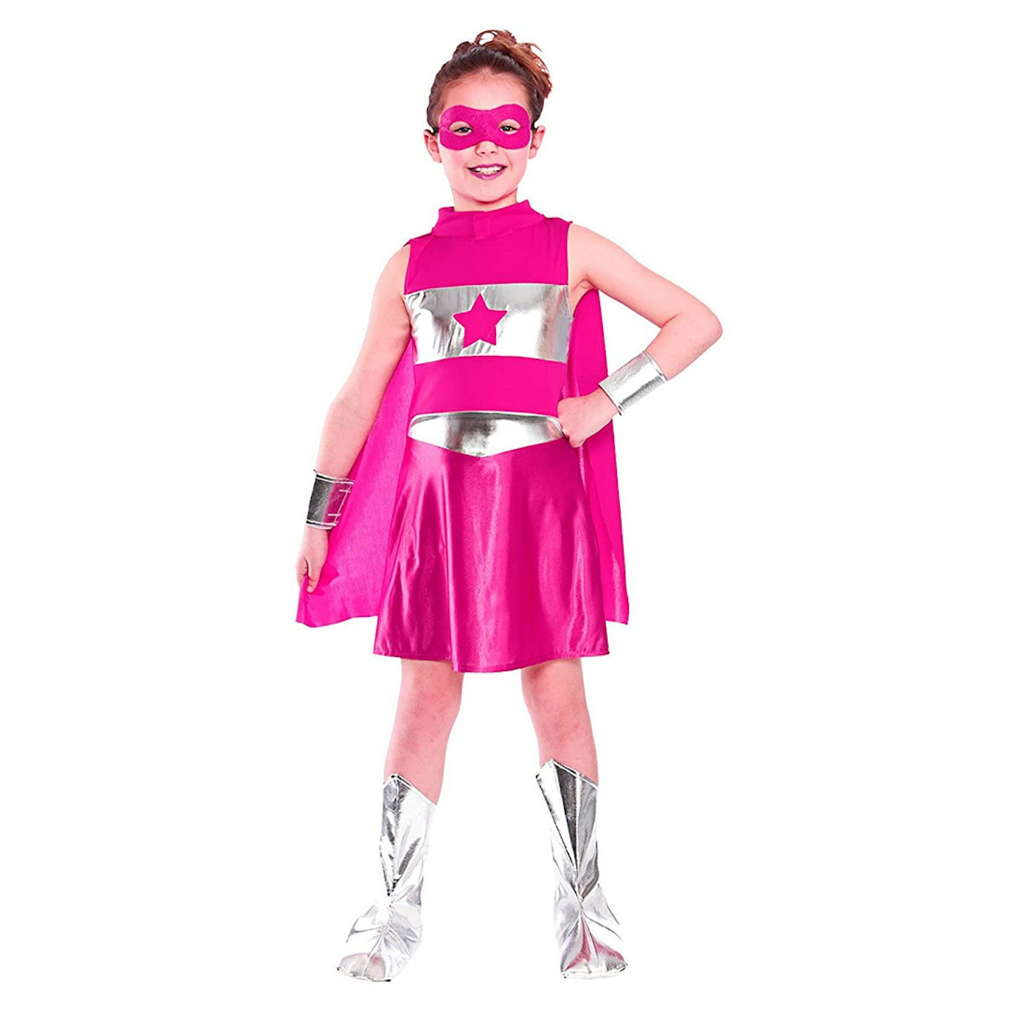 Pink Super Hero Fancy Dress Costume 