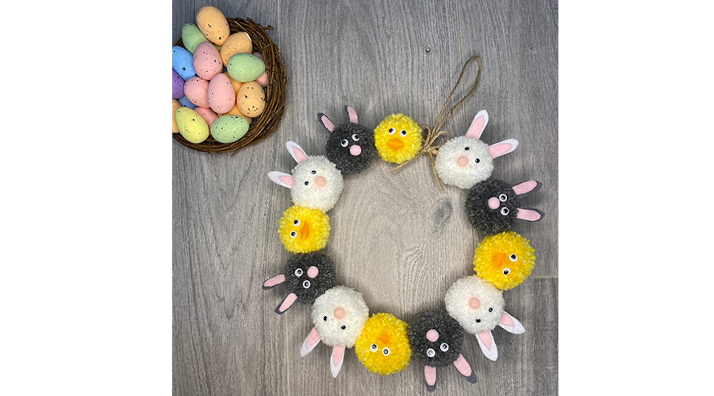 Pom Pom Easter wreath