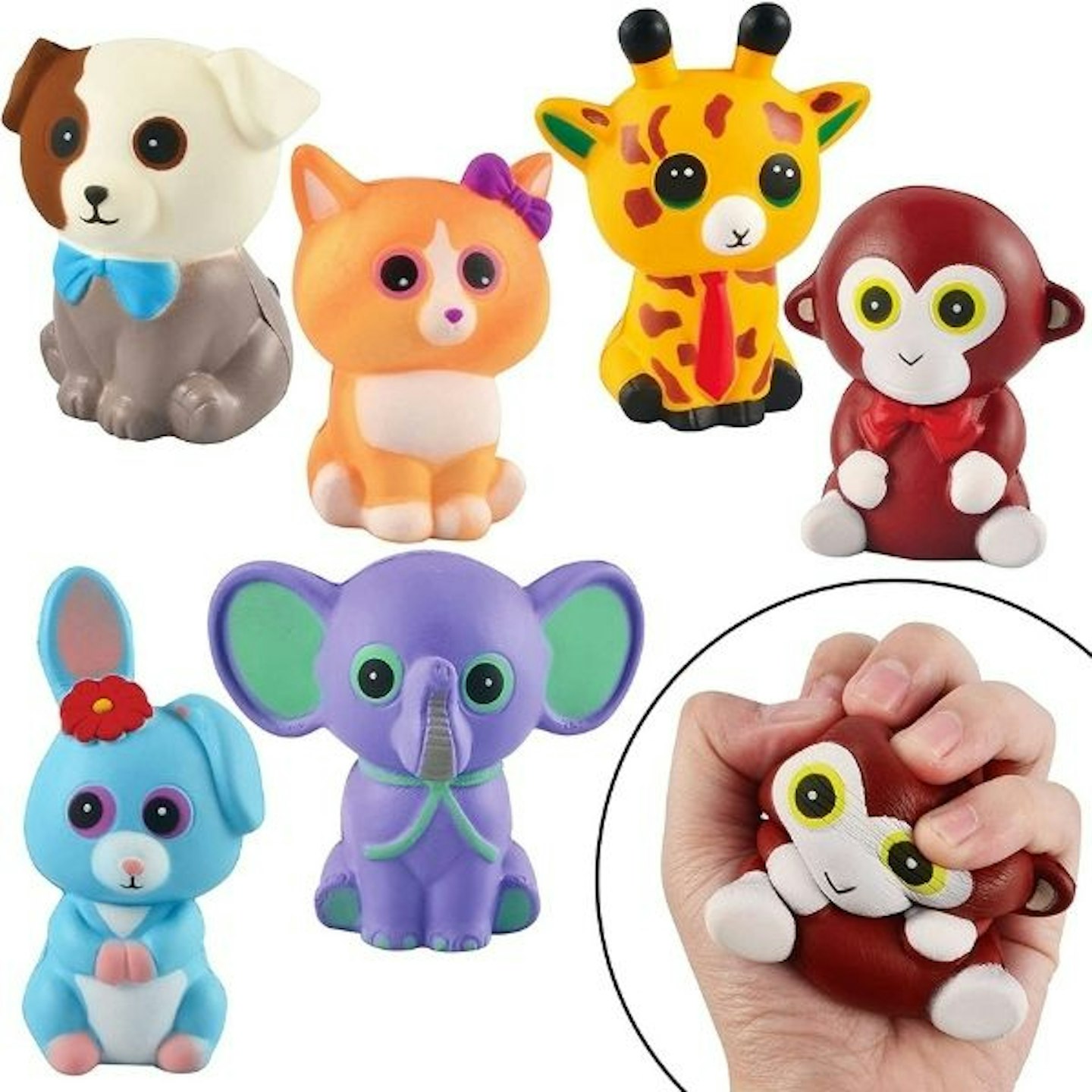 6 Pack Jumbo Size Squishy Animal Toys