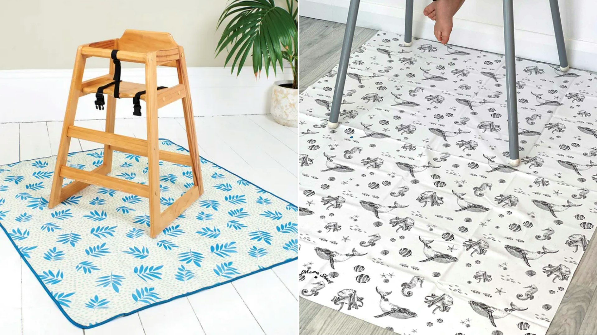Splat Mat for Under High Chair/Arts/Crafts, WOMUMON Washable Spill