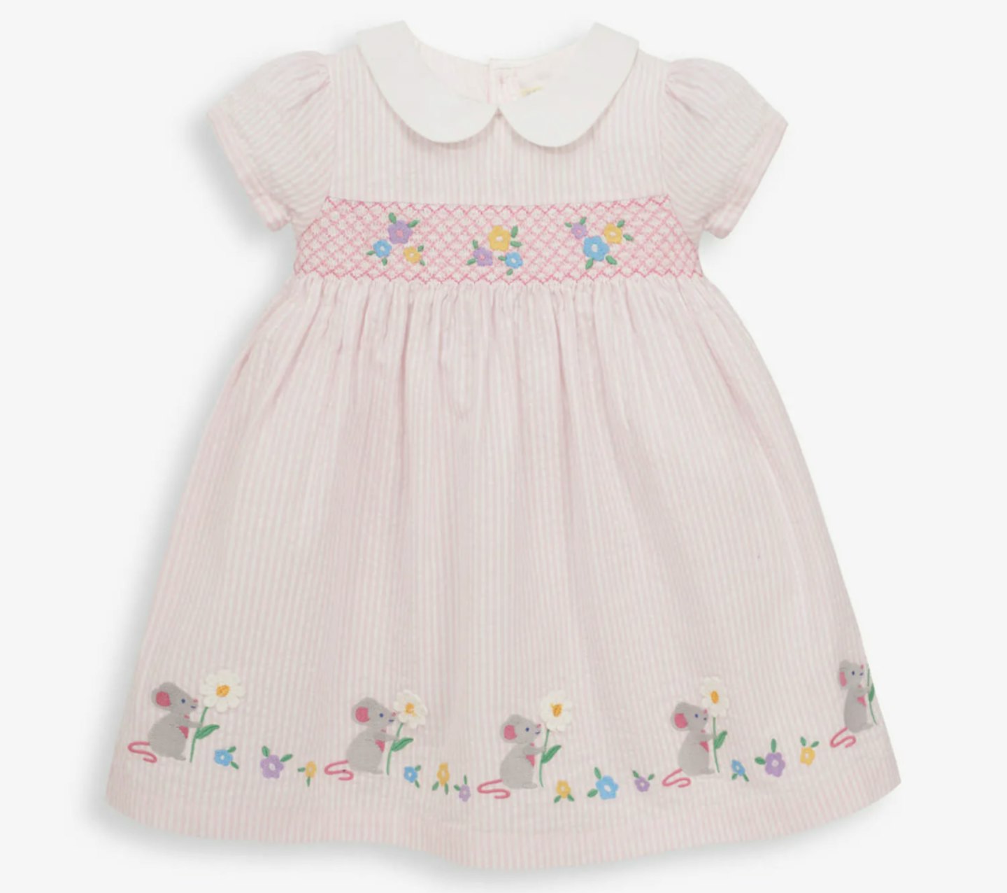 Pale Pink Mouse Smocked Dress