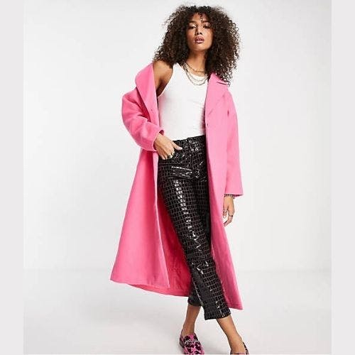 River island deals pink coat