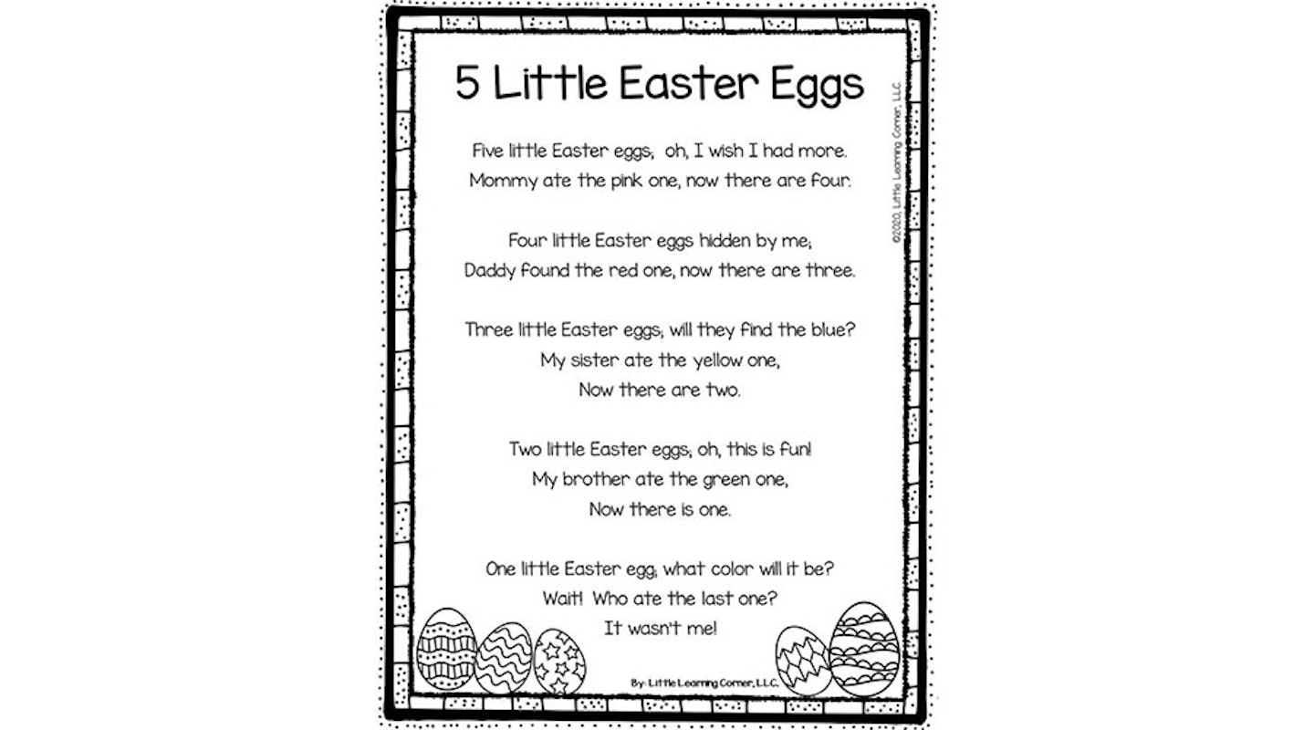 5 little Easter eggs - Easter poems for kids