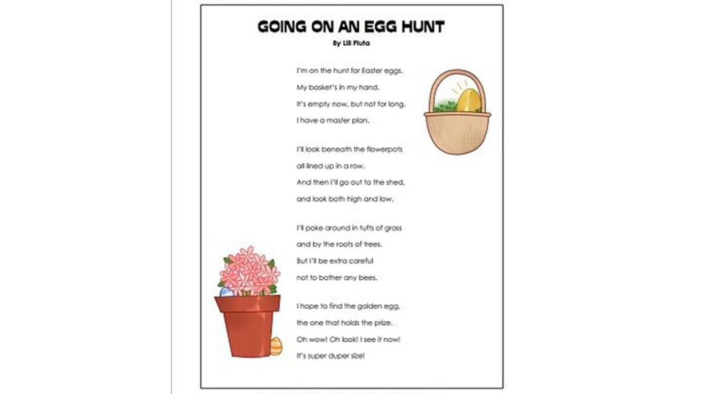 Going on an egg hunt Easter poem