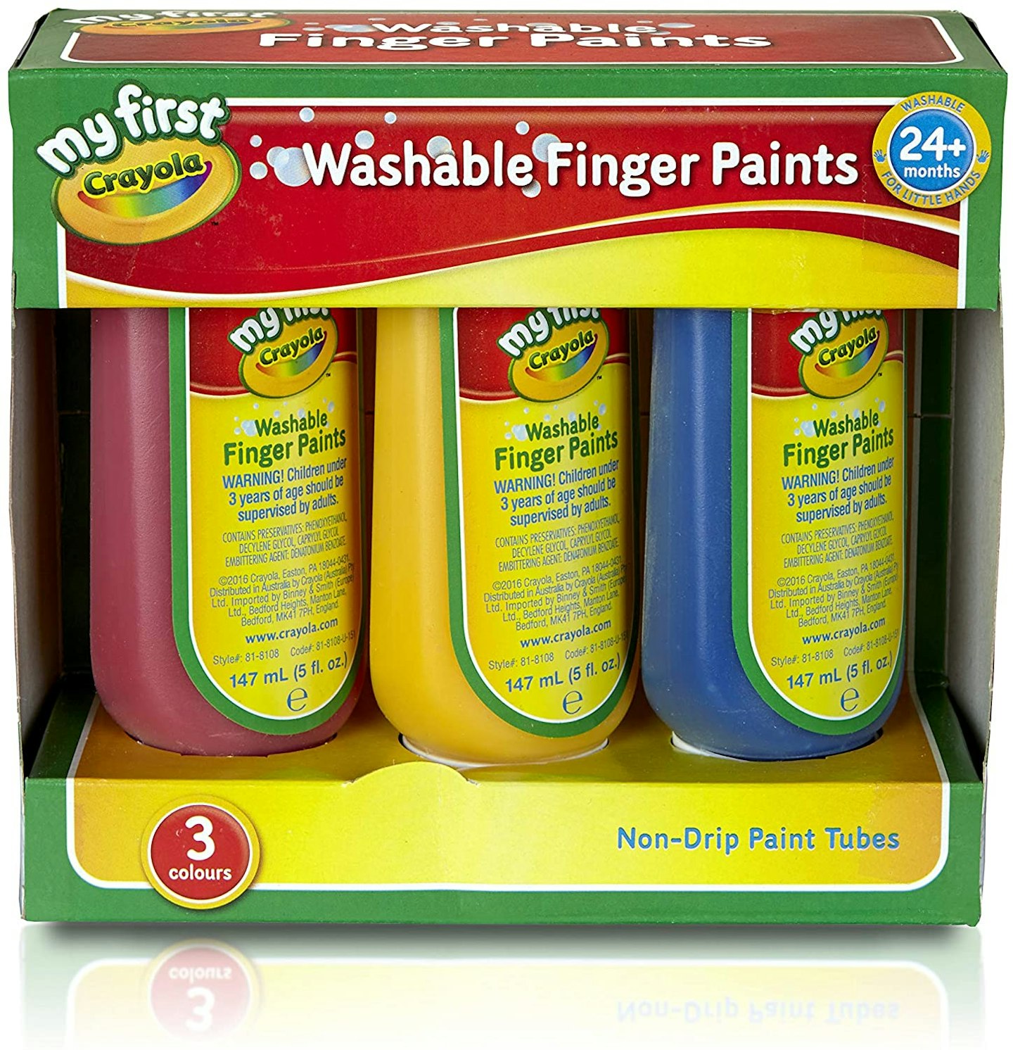 Crayola Washable Finger Paints (6 Count) Toddler Paint Supplies, Kids Paint Set