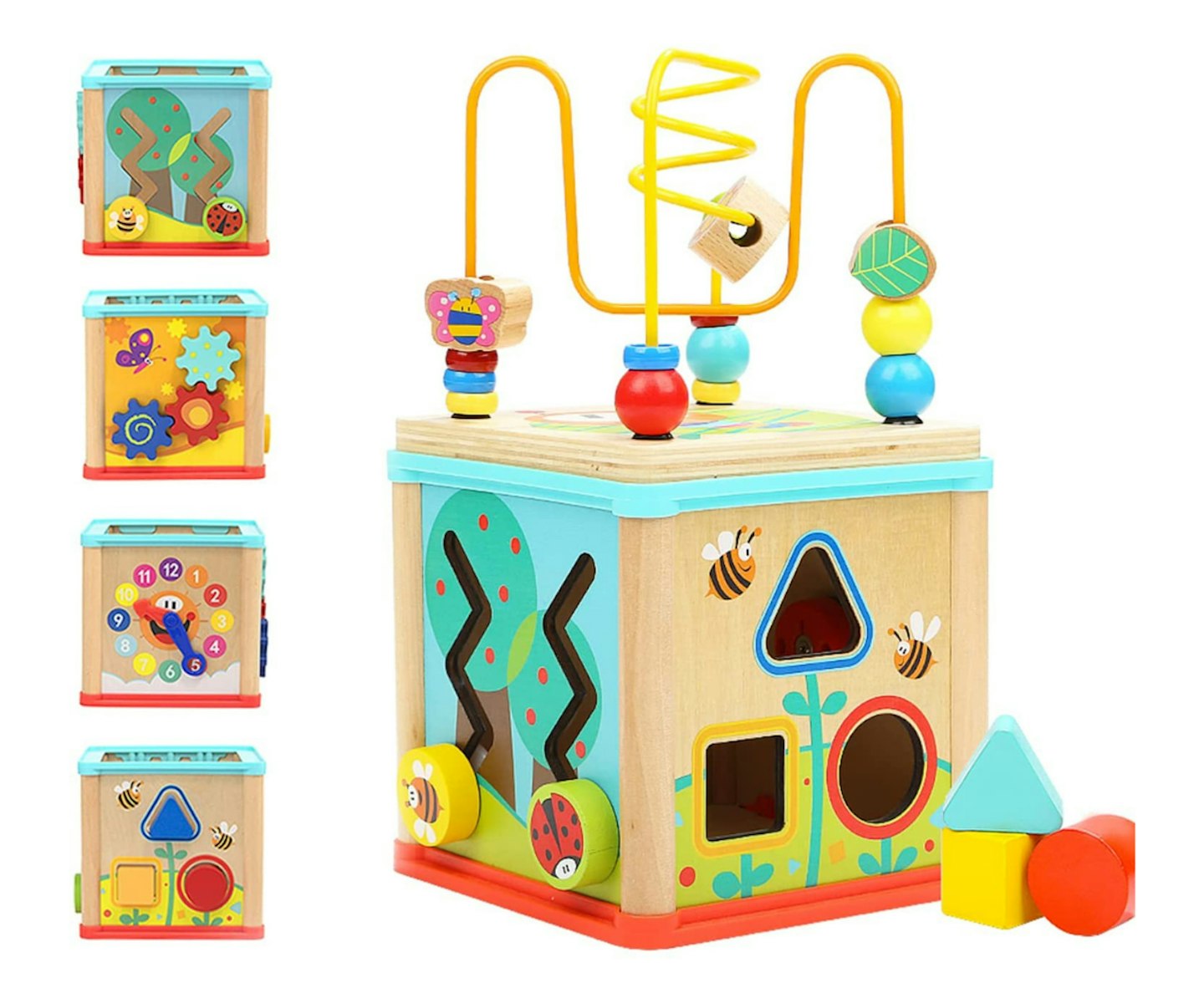 Best baby activity cubes TOP BRIGHT Wooden Shape Sorter Activity Cube