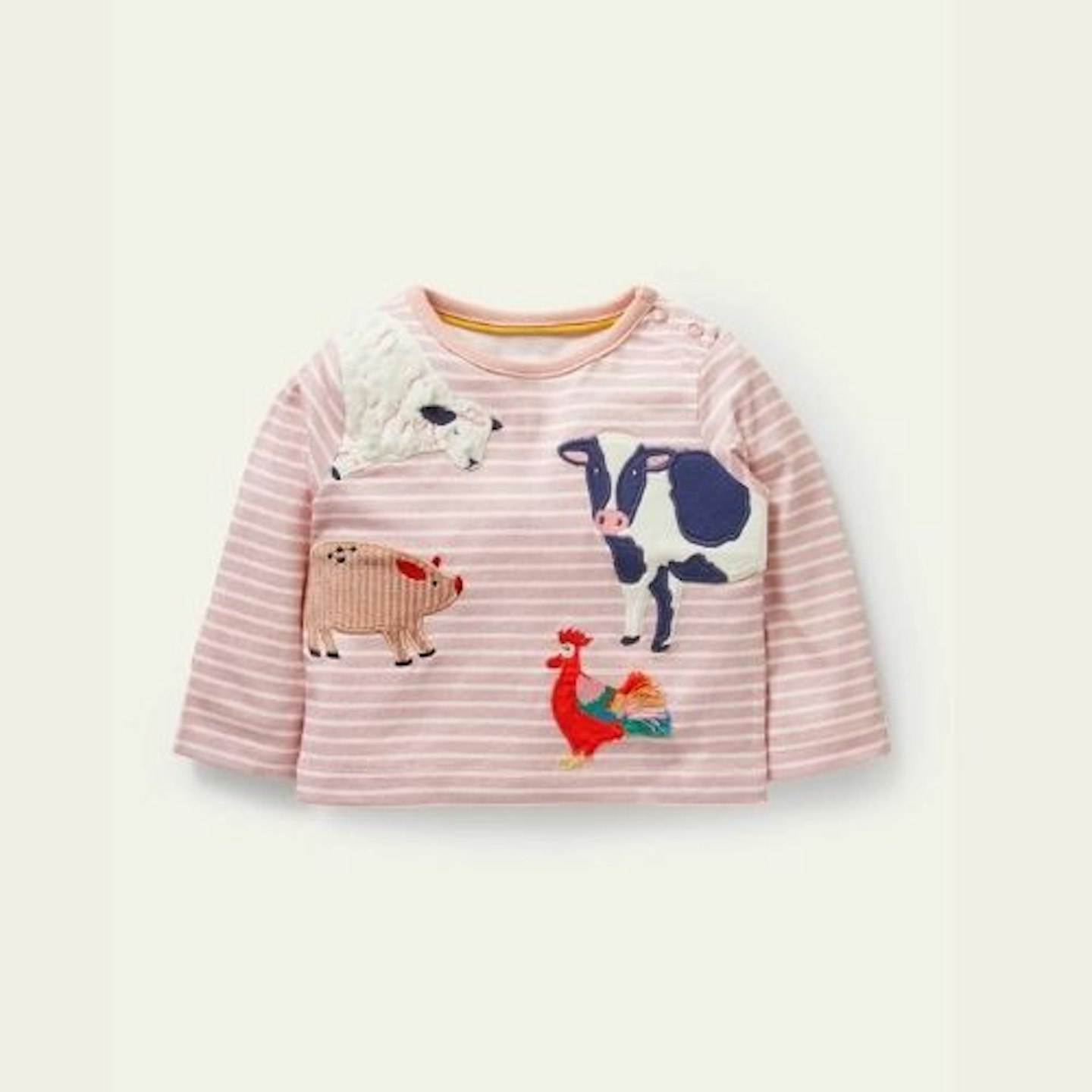 Graphic Appliqué Jersey Top - Boto Pink Farm Animals