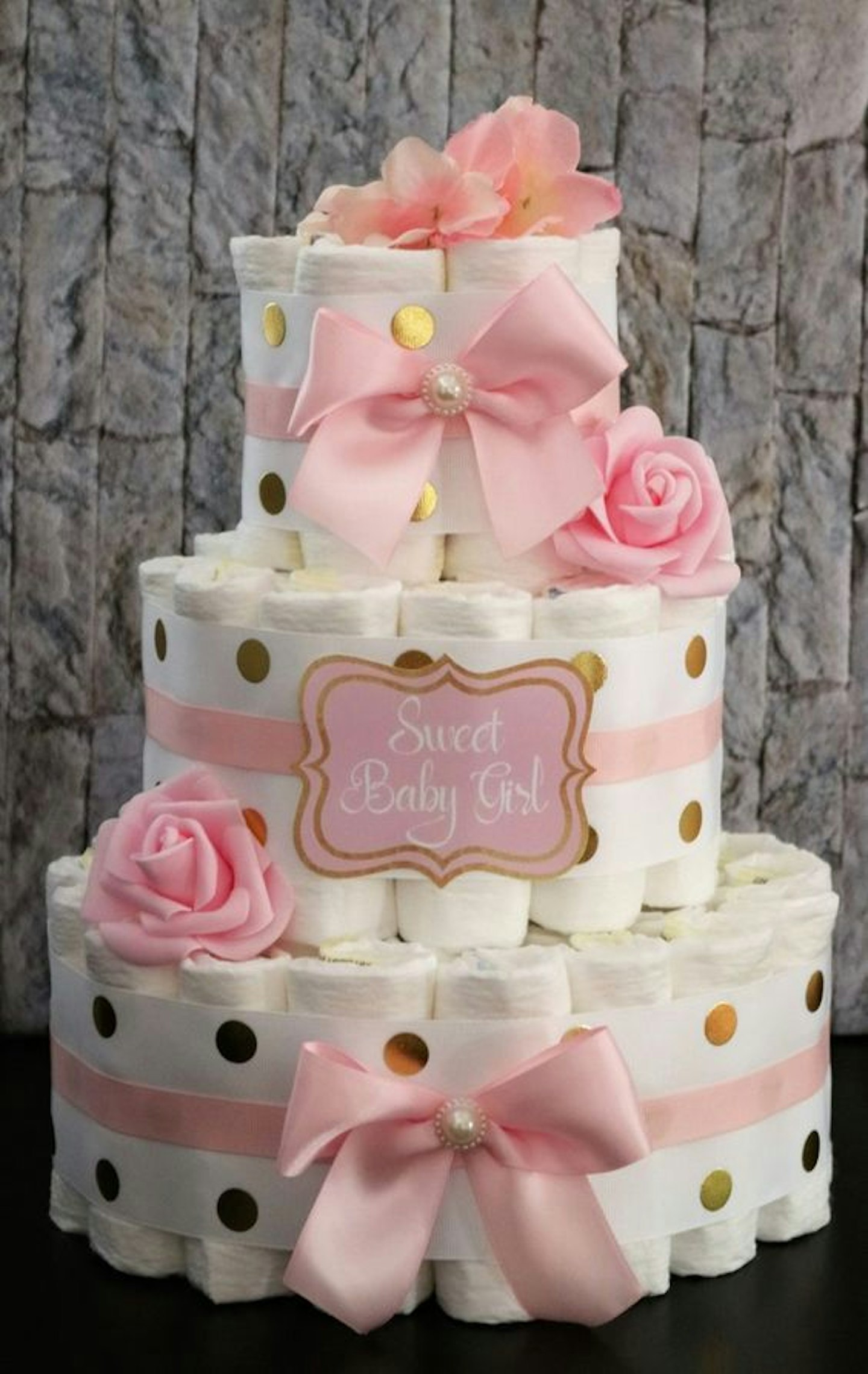 Pretty pink nappy cake