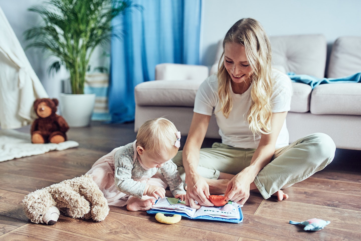 babysitter playing with baby