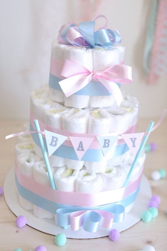 Luxury Boy and Girl Twins Nappy Cake - Little Lavender Tree