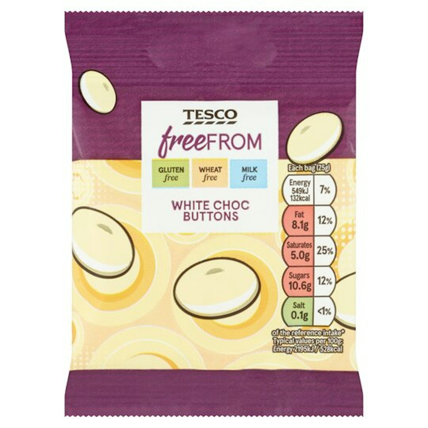 Tesco Free From White Chocolate Buttons 