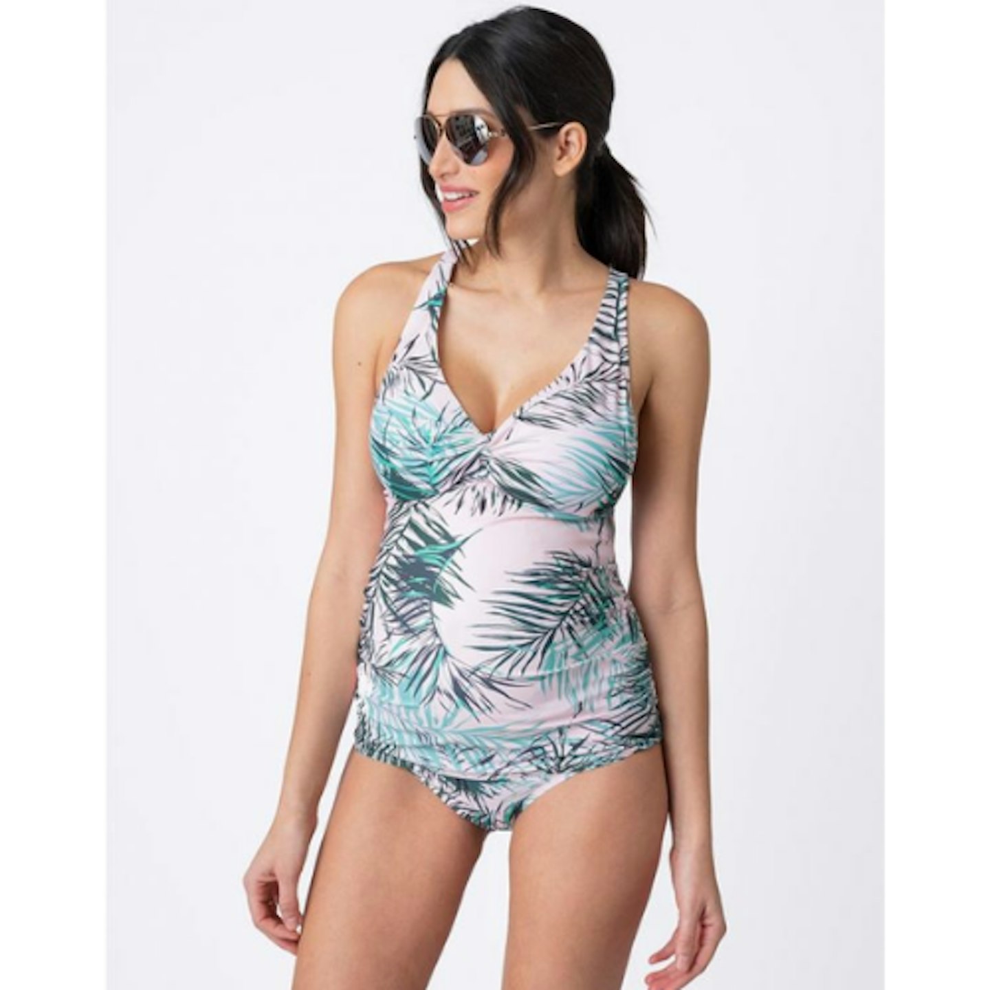 Palm Print Maternity Swimwear Tankini