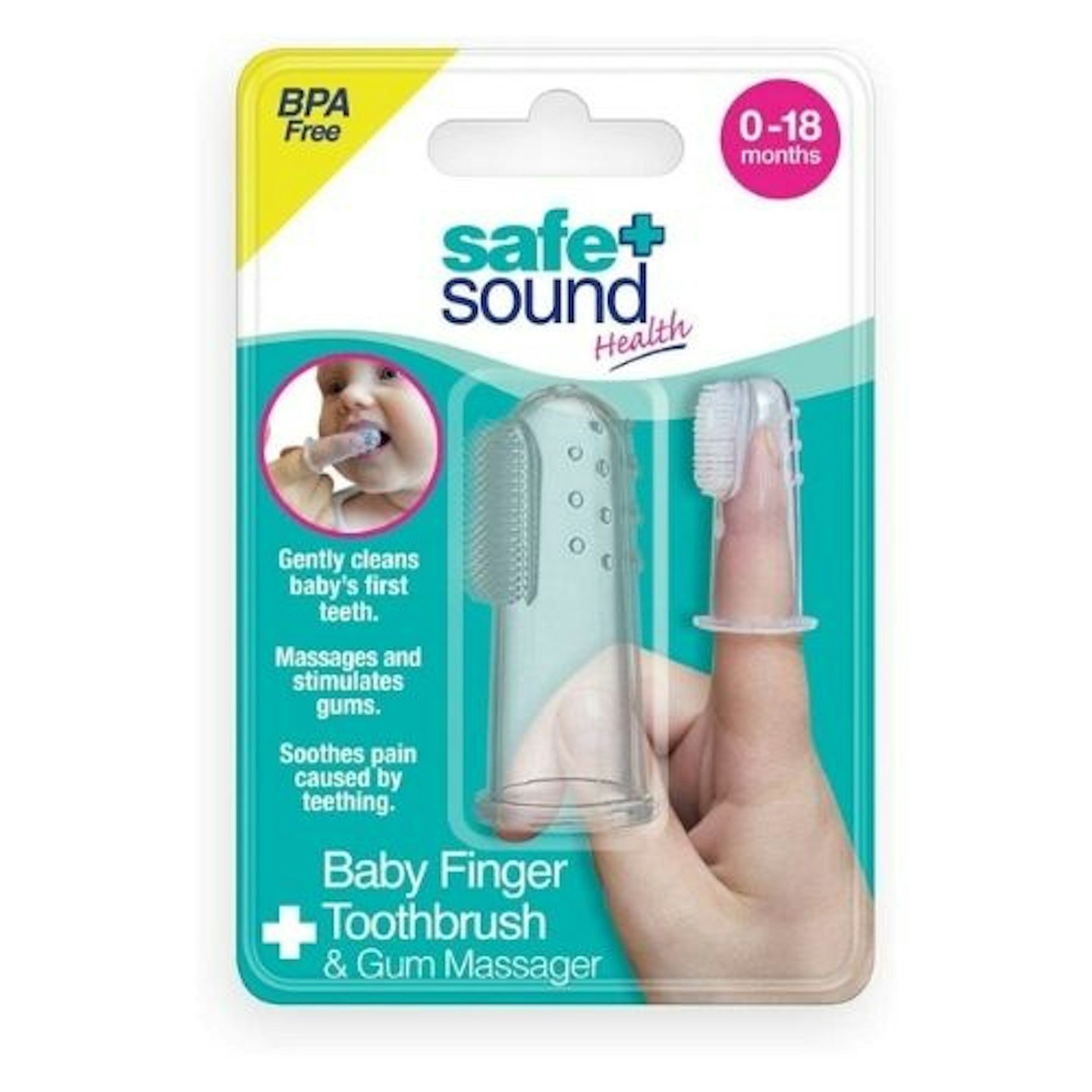 Safe + Sound Finger Toothbrush & Teething Relief Gum Massager